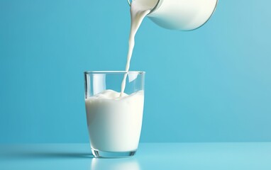 Wall Mural - pouring milk into glass