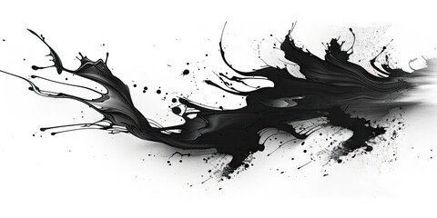 a black  ink splatter on a white background, a black splash painting on white background, Black charcoal powder dust paint white explosion explode burst isolated splatter abstract. 