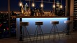 bar table decorated with lights at night