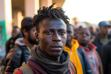 Migrants Standing In Front Of A Police Station, Demanding Accountability