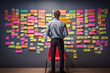 © Richard - Business man professional project manager standing at Kanban board project management with sticky notes