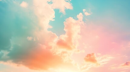 Aufkleber - Colorful cloudy sky at sunset. Gradient color. Sky texture, abstract nature background : Generative AI