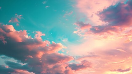 Aufkleber - Colorful cloudy sky at sunset. Gradient color. Sky texture, abstract nature background : Generative AI