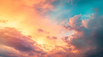 Aufkleber - Colorful cloudy sky at sunset. Gradient color. Sky texture, abstract nature background : Generative AI