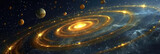Fototapeta  - planets in the solar system orbiting around another star, universe, cosmic, masterpieces. Cosmic orbit space