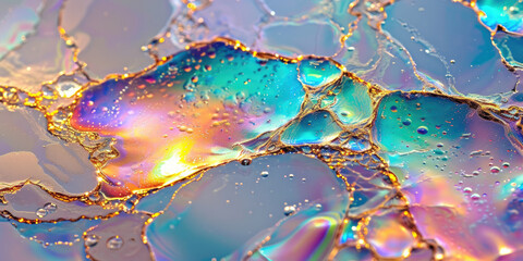 Poster - a rainbow color liquid,closeup of colorful liquid substance with glitter suitable for party decorati