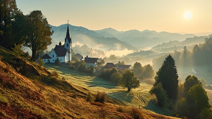 Canvas Print - sunset in the mountains