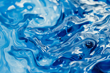 Poster - Vivid blue water ripples captured in high detail, creating a dynamic and fluid texture.