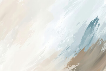 Poster - Abstract brushstroke painting with swirling white, beige, and blue tones.
