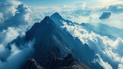 Canvas Print - panorama of the mountains and clouds