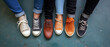 Diverse Footwear Styles Overhead View on Textured Background: Fashion and Individuality