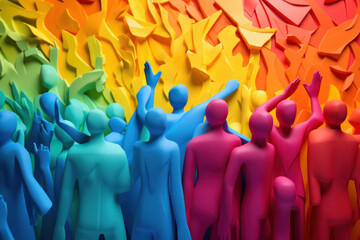 Wall Mural - United Rainbow Community: A Colorful Chain of Friendship and Collaboration