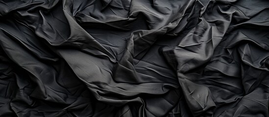 Poster - Black crumpled fabric texture background