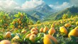 On a particularly windy day the mangoes on the peaks of Mango Mountain start rolling down causing chaos and amut for the fruitloving inhabitants of the valley below.