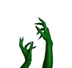 Wall Mural - Creepy monster. Green hands with claws isolated on white