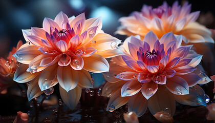 Canvas Print - Vibrant colored lotus blossom symbolizes beauty in nature generated by AI