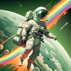 Wall Mural - An astronaut in outer space illustration template design. JPEG version