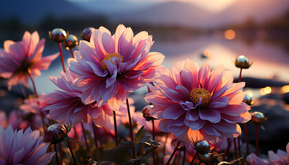 Canvas Print - Vibrant colored flowers bloom in the meadow during summer generated by AI