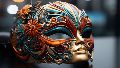 Poster - Celebration of tradition colorful masks symbolize indigenous culture generated by AI