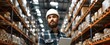Man in Warehouse Holding Laptop Inventory Management Generative AI