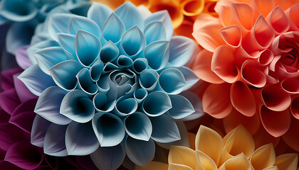 Poster - Vibrant colored flower petals create beautiful abstract patterns generated by AI