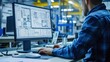 © Johnathan - Engineer Working on Computer in a Factory Generative AI