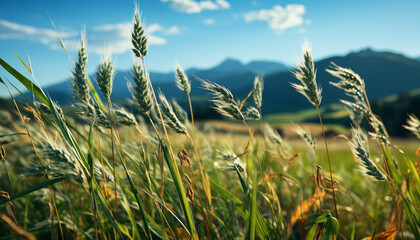 Canvas Print - Meadow, grass, summer, rural scene, landscape, agriculture, farm generated by AI