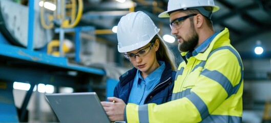 Poster - Engineers in Hardhats Analyzing Laptop Generative AI