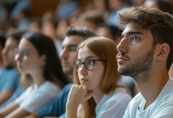 Poster - Group of Caucasian University Students Listening to a Lecture Generative AI