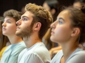 Poster - Group of Caucasian University Students Listening to a Lecture Generative AI
