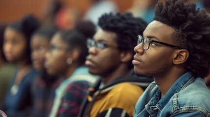 Poster - Group of Young Men Sitting Together at University Lecture Generative AI