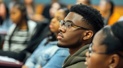 Poster - Group of Black University Students Listening to Lecture Generative AI