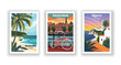 Algarve, Portugal. Amsterdam, Netherlands. Barbados, Caribbean - Vintage travel poster. High quality prints.