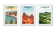Monument Valley. Shropshire Hills. Sirmione, Italy - Vintage Travel Poster. High Quality Prints