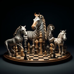 Sticker - Chessboard where the pieces transform into real animals.