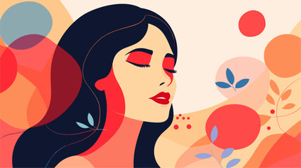 Wall Mural - abstract patterns inspired by the cultural diversity of girls  portraying the vibrant tapestry of identities and expressions in a vector background. simple minimalist illustration creative