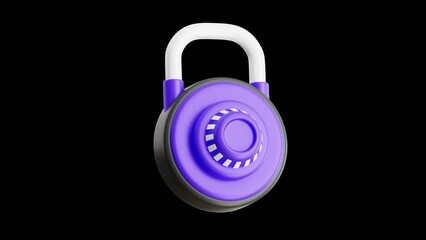 Aufkleber - 3D Animation of a Cyber Access Lock for Enhanced Security | Alpha Channel