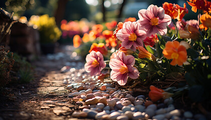 Canvas Print - A vibrant bouquet of multi colored tulips brings freshness to nature generated by AI