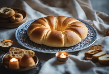 Wall Mural - mubarak Photo eid Concept moonshaped bread