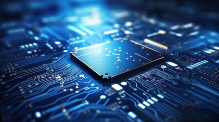 Poster - abstract digital blue circuit backdrop.