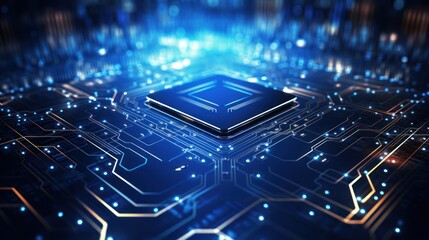 Poster - abstract digital blue circuit backdrop.