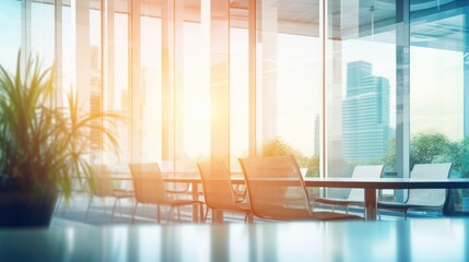 Poster - Beautiful blurred background of a light modern office 