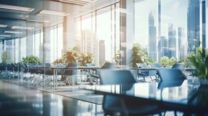 Poster - Beautiful blurred background of a light modern office 