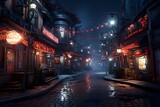 Fototapeta Uliczki - Night shot of a street in the old city of Beijing, China