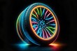 a car wheel creatively designed to resemble neon lights