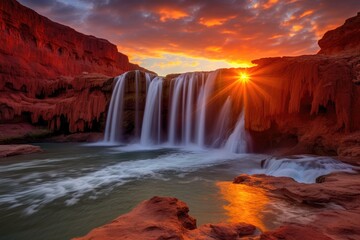 waterfalls sunset