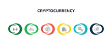 outline icons collection with infographic template. linear icons from cryptocurrency concept. editable vector included peer to peer, gold, funds, banking, economy, crypto key icons.