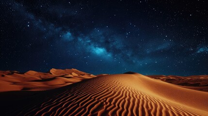 Starry night sky over the desert. High detail. Hyper-realistic photo.