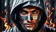 Realm of Shadows: Undead Ninja Mastery in Vivid Attire and Armament.(Generative AI)
