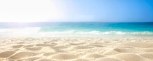 Beautiful Sandy Beach And Sea With Clear Blue Sky Background Amazing Beach Blue Sky Sand Sun Daylight Relaxation Landscape . Summer And Travel Background